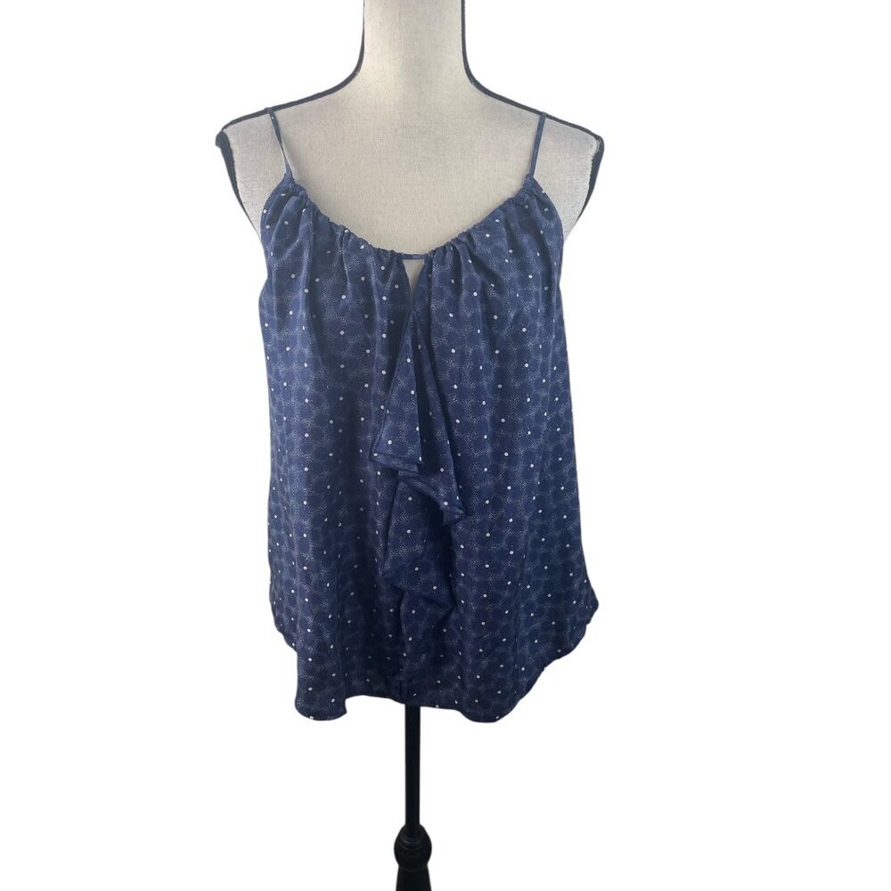 Lilka Womens Blue Polka Dot Sleeveless Top Size M